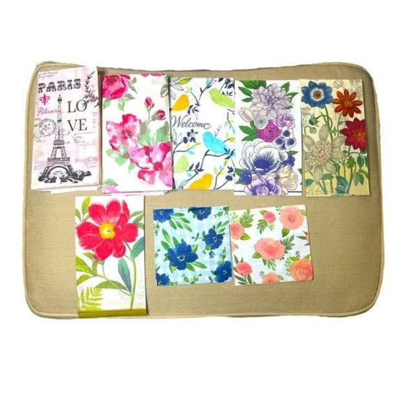 unbranded Other - Lot 8 New Paper Napkin Assortment Floral Paris For Decoupage Large 16x13 & 9.5